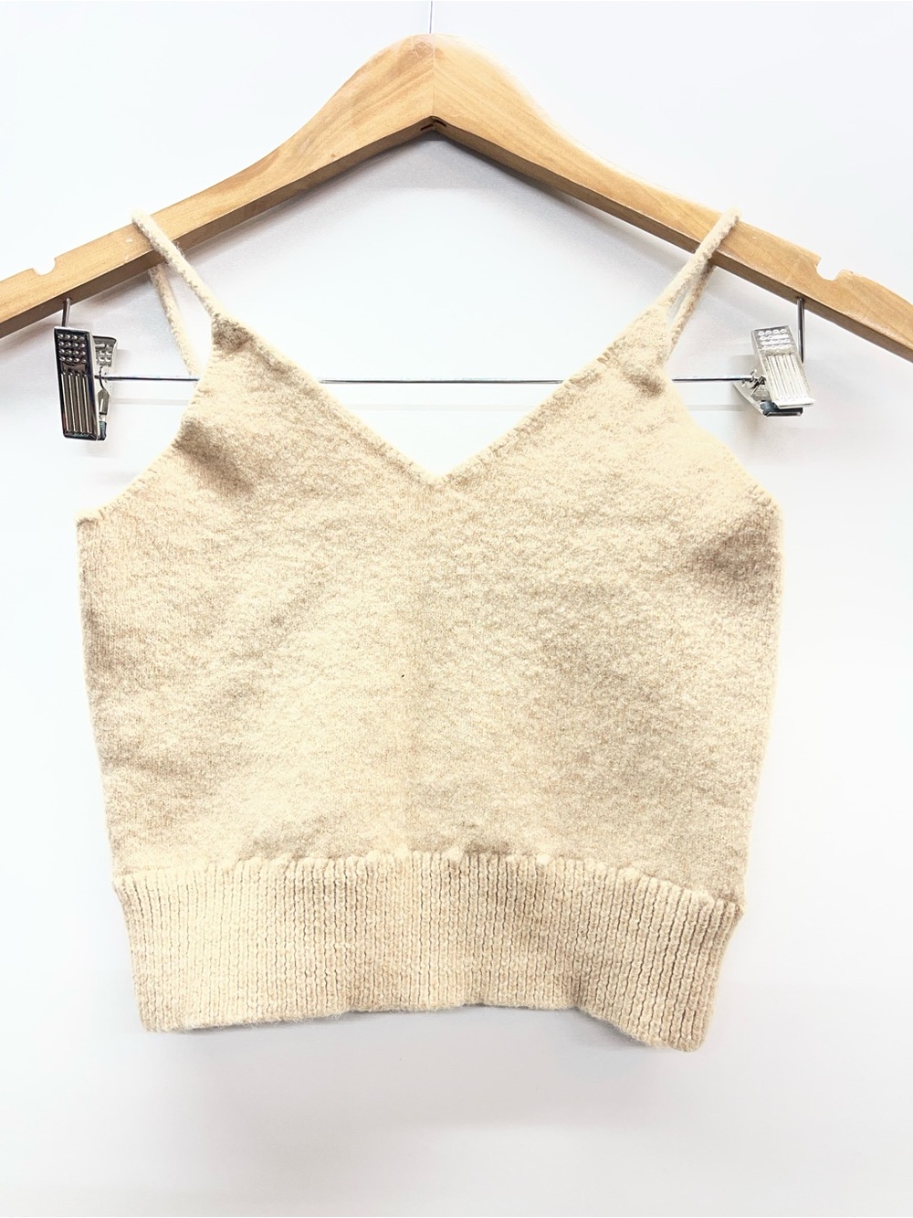 Carlos‎ Arias Vintage Neutral Cream V-Neck Knit Cami Top